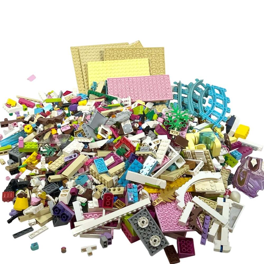 LEGO 4 Pounds Friends Bulk Bricks Loose Pieces Parts Baseplates Mixed Pink White